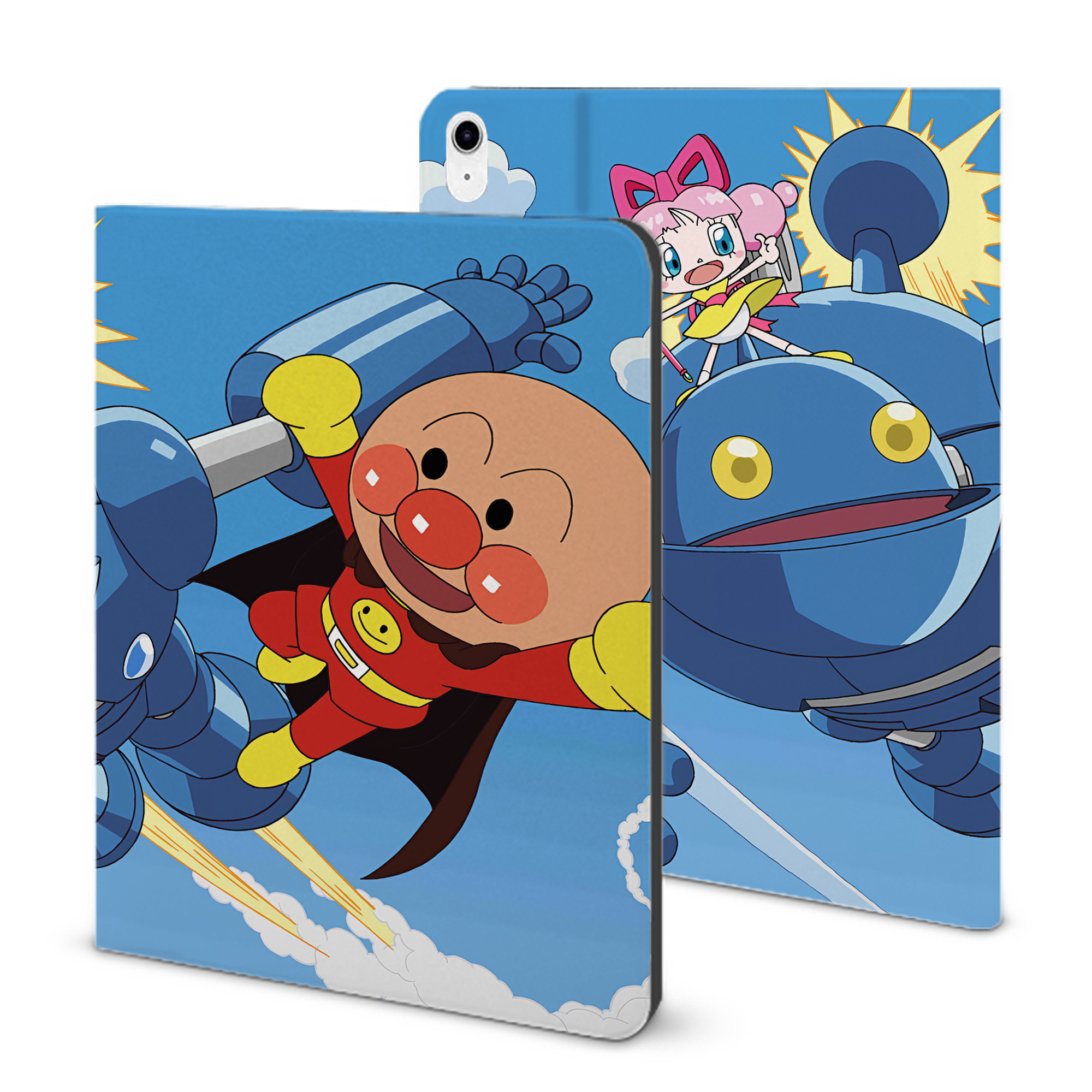 （画像用） アンパンマン Anpanman IPad ケース ブック型 PUレザー TPU 耐衝撃 軽量 薄型 ペン収納なし 全面保護 IPad 各モデル対応